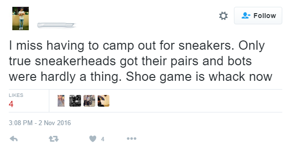 Twitter user frustated by Shoe Bots